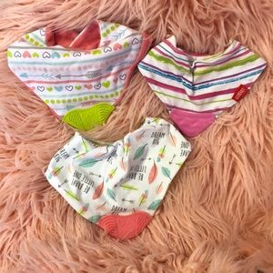Lot of 3 Bandana Style Bibs with Teether Attached